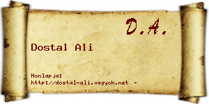 Dostal Ali névjegykártya